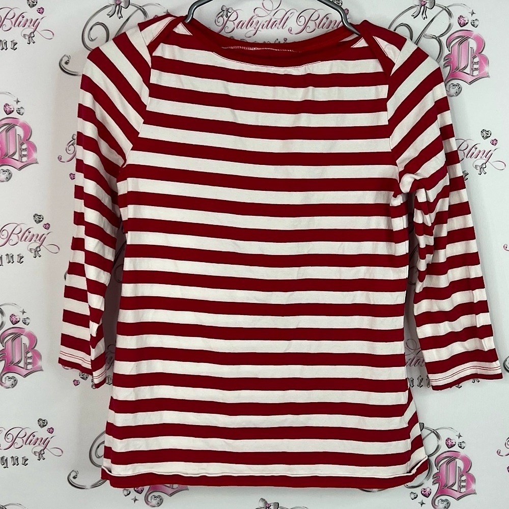 Cable & Gauge long sleeve stripes nautical Red and White Striped Long Sleeve Top